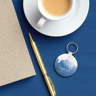 Abstract blue watercolor splash make up art key ring