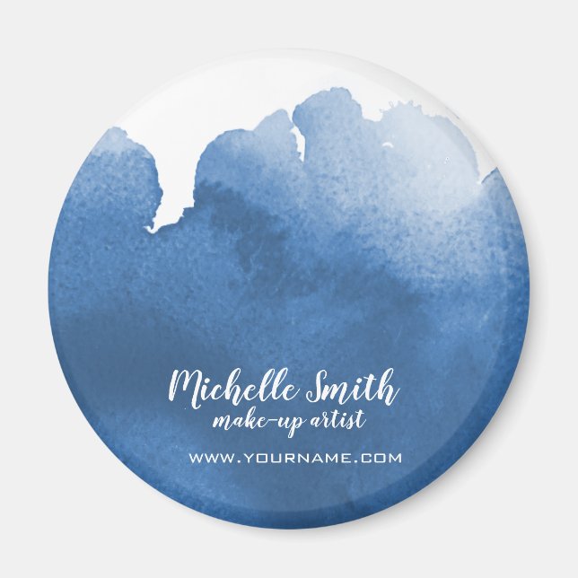 Abstract blue watercolor splash make up art magnet (Front)