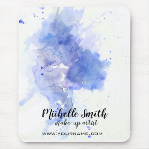 Abstract blue watercolor splash make up artist mouse mat