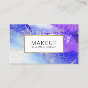 Abstract Blue Watercolor with Faux Gold Dust Business Card