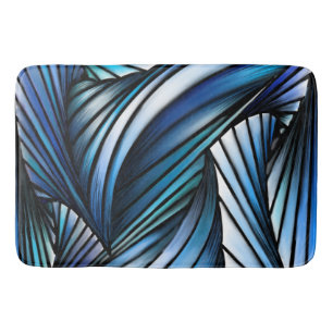 Abstract blue wave  bath mat