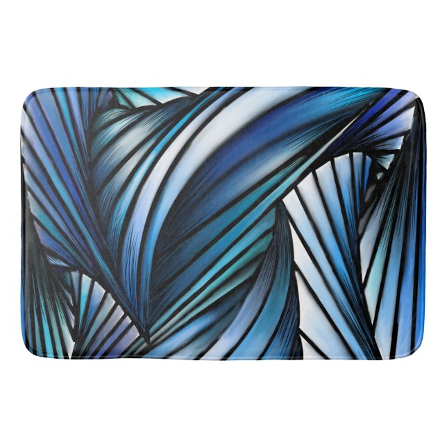 Abstract blue wave  bath mat (Front)
