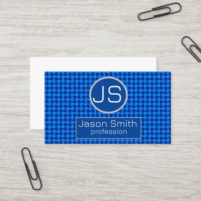 Abstract blue wave pattern business card (Front/Back In Situ)