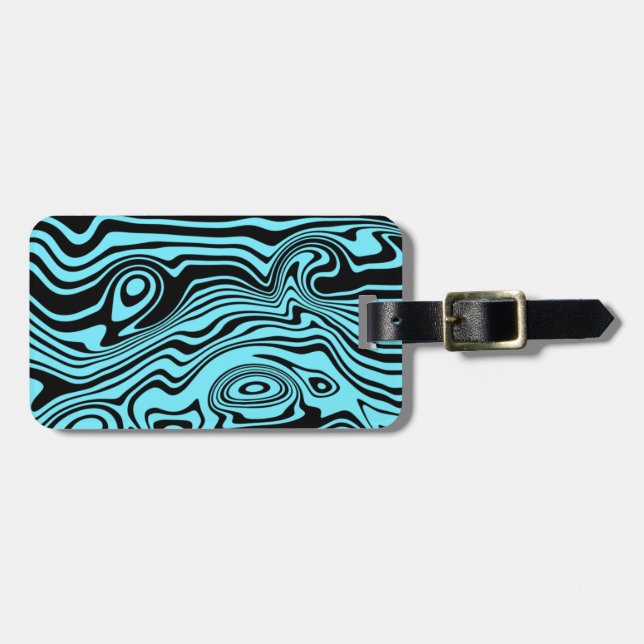 Abstract Blue Waves Luggage Tag Choose Colour (Front Horizontal)