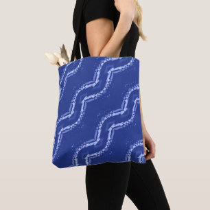 Abstract blue waves pattern tote bag