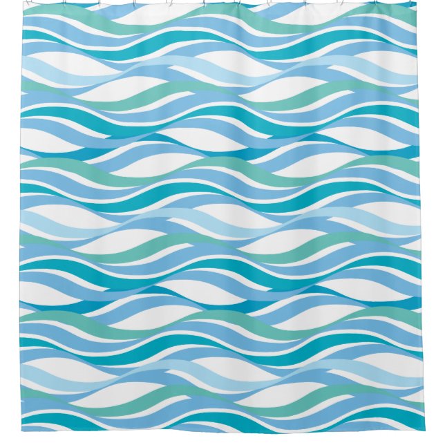 Abstract Blue Waves Shower Curtain (Front)