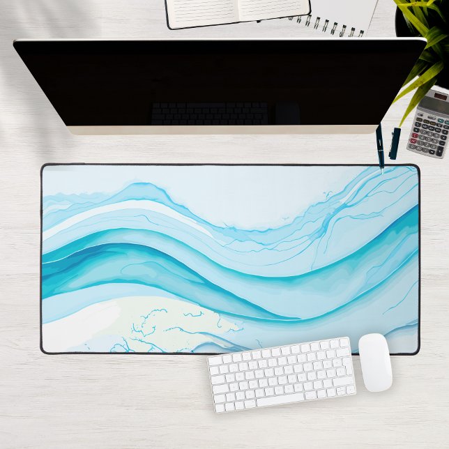 Abstract Blue Waves Watercolor Large Computer Desk Mat (Abstract Blue Waves Watercolor Large Computer Desk Mat
)