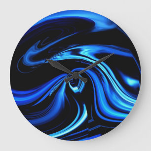Abstract Blue Whale -Northern Lights Wall Clock