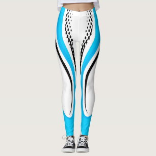 Abstract Blue White and Black Curve Leggings