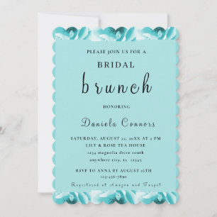 Abstract Blue & White Florals Bridal Brunch Invitation