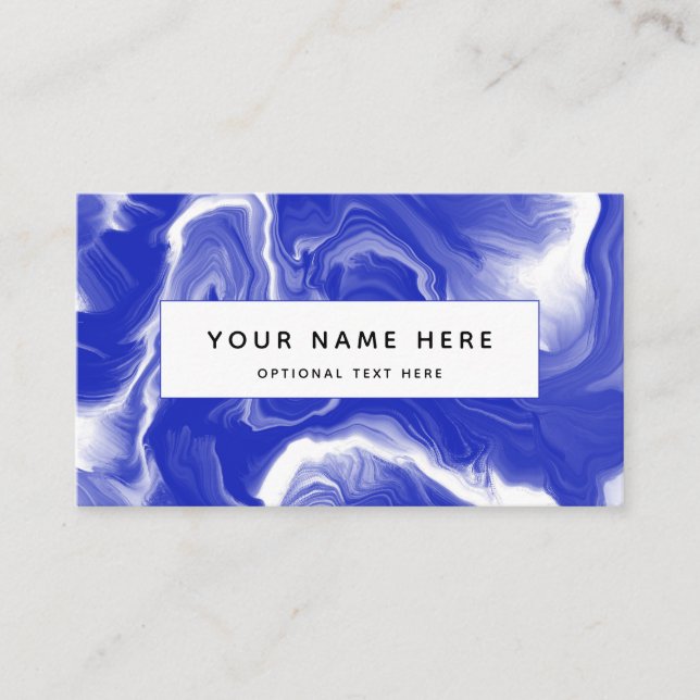 Abstract Blue White Fluid Art Business Card (Front)