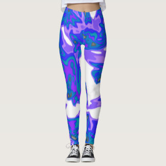 Abstract Blue, White, Purple Leggings