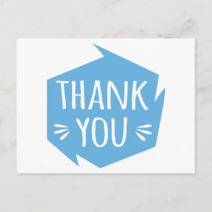 Abstract Blue & White Thank You - Wedding Party Postcard