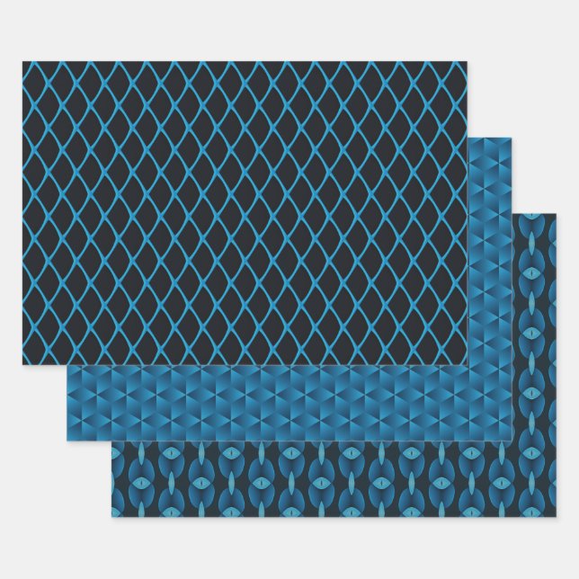 Abstract blue wrapping paper sheet (Set)