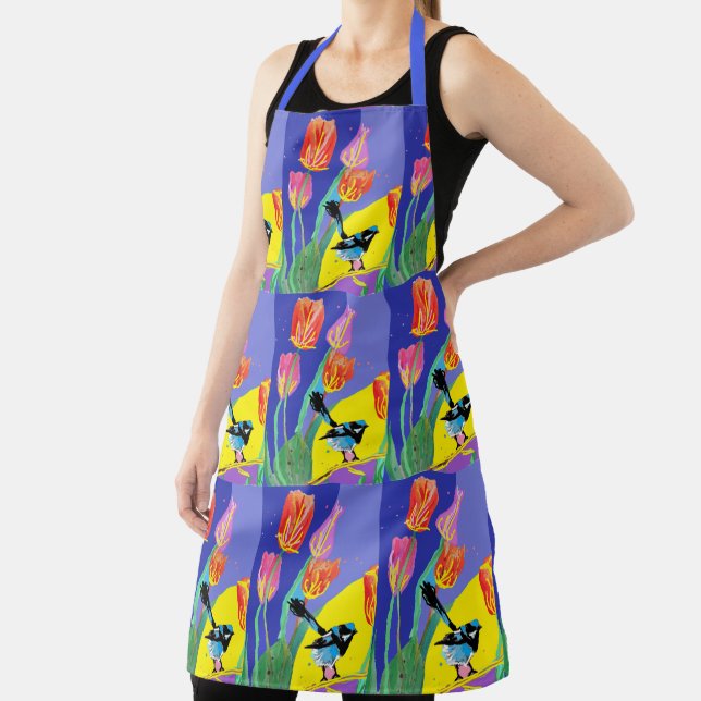 Abstract Blue Wren Australian Bird Birds Apron  (Insitu)