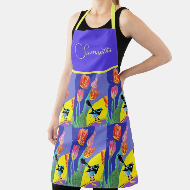 Abstract Blue Wren Australian Bird Birds Apron  (Insitu)