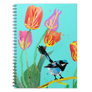 Abstract Blue Wren Australian Bird Birds Notebook
