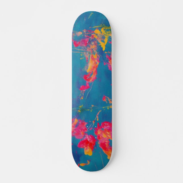Abstract Blue Yellow and Orange Skateboard (Front)