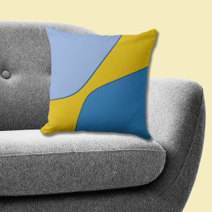 Abstract Blue-Yellow Irregular Quarter Shapes Cushion