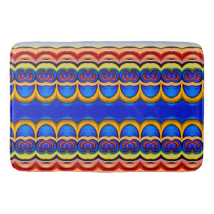 Abstract blue yellow orange bath mat
