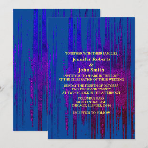 Abstract Blue Yellow Purple Artsy Elegant Wedding Invitation
