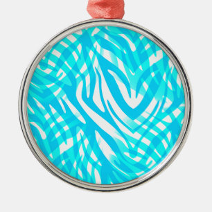 Abstract Blue Zebra Metal Tree Decoration