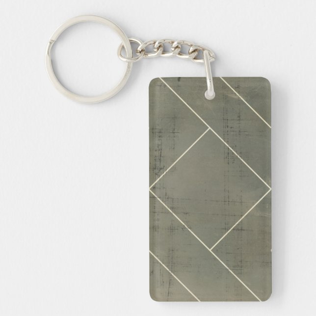Abstract Blueprint with Geometric Shapes Key Ring (Front)