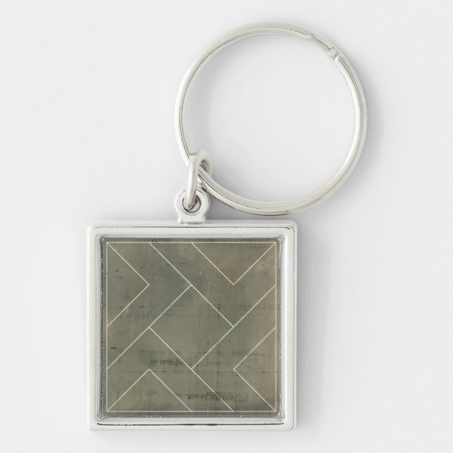 Abstract Blueprint with Geometric Shapes Key Ring (Front)