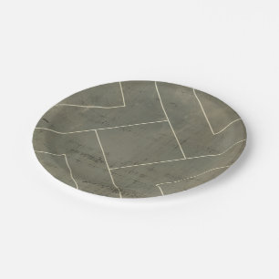 Abstract Blueprint with Geometric Shapes Paper Plate