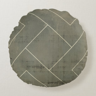 Abstract Blueprint with Geometric Shapes Round Cushion