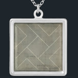 Abstract Blueprint with Geometric Shapes Silver Plated Necklace<br><div class="desc">Triangles,  squares and L-blocks. Oh my! This pattern was created by Vision Studio as an abstract geometric blueprint. What is it a blueprint for? Purchase the piece and have your friends over to discuss!</div>