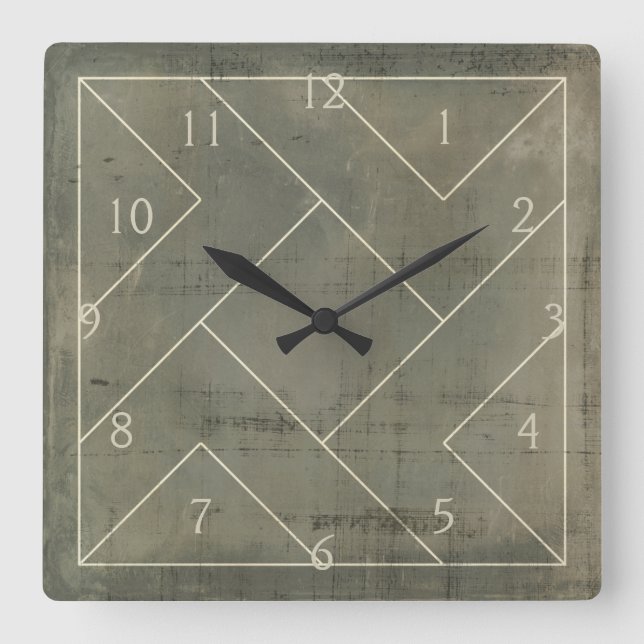 Abstract Blueprint with Geometric Shapes Square Wall Clock (Front)