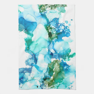 Abstract Blues & Greens Kitchen Towel