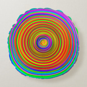 abstract blurred background, vintage geometric tex round cushion