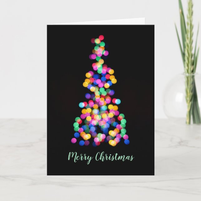 Abstract Blurred Christmas Tree Lights Your Photo Holiday Card (Front)