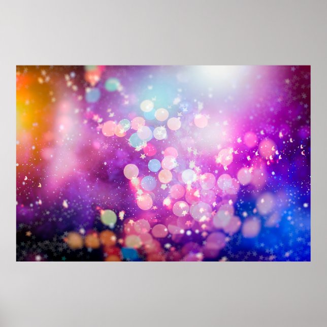 Abstract blurred of blue and silver glittering shi poster (Front)