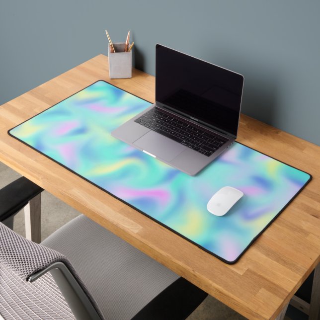 Abstract Blurred Pretty Pastel Swirls Pattern Desk Mat (Office 2)