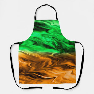 Abstract blurry spotted pattern in orange green apron