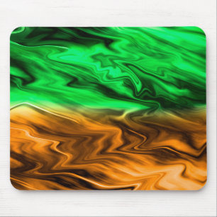 Abstract blurry spotted pattern in orange green  mouse mat