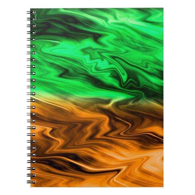 Abstract blurry spotted pattern in orange green  notebook (Front)