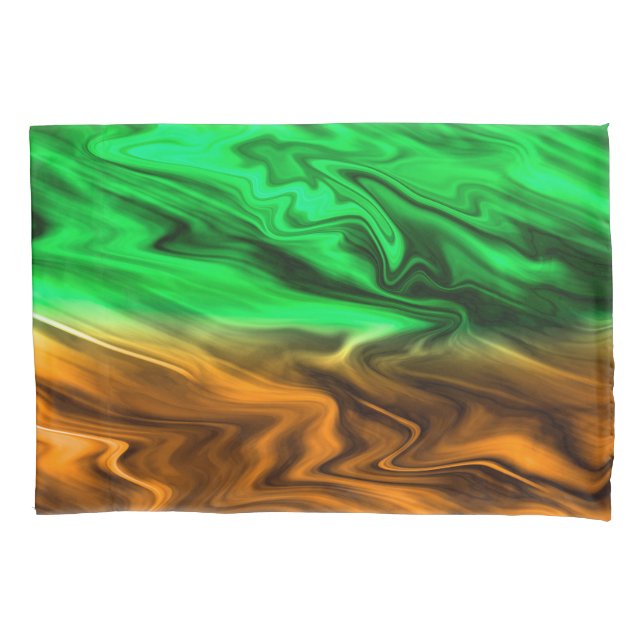 Abstract blurry spotted pattern in orange green  pillowcase (Front)