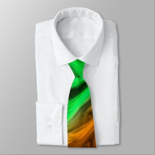 Abstract blurry spotted pattern in orange green  tie