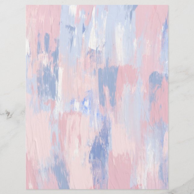 Abstract Blush and Blue Paint Scrapbook Paper (Front)