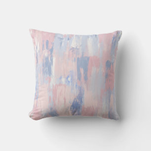 Abstract Blush and Blue Paint Strokes Cushion