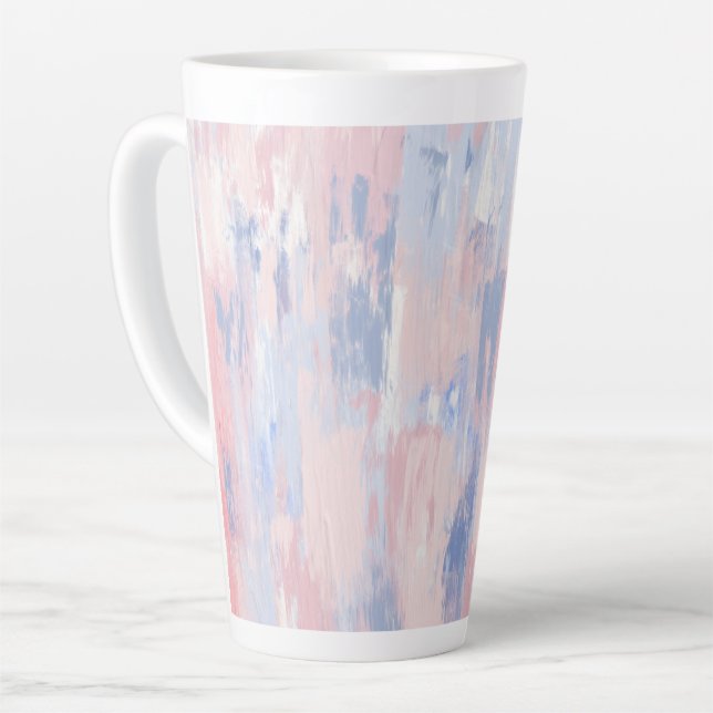 Abstract Blush and Blue Paint Strokes Latte Mug (Left Angle)