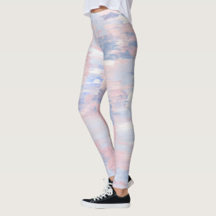 Abstract Blush and Blue Paint Strokes Leggings