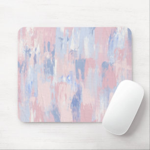 Abstract Blush and Blue Paint Strokes Mouse Mat