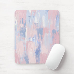 Abstract Blush and Blue Paint Strokes Mouse Pad