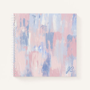 Abstract Blush and Blue Paint Strokes Notebook