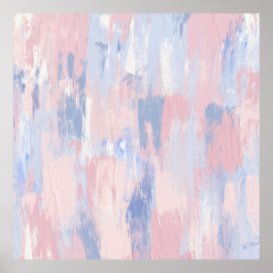 Abstract Blush and Blue Paint Strokes Poster